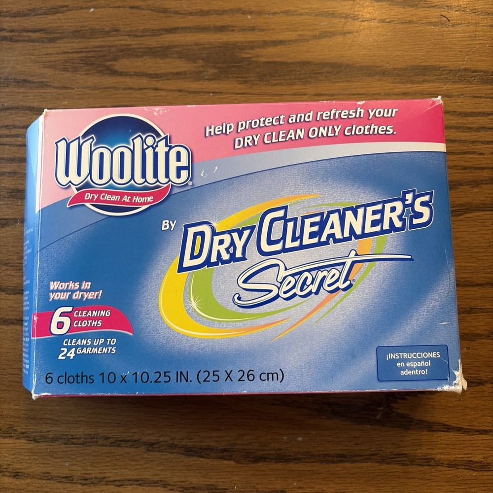 New Woolite Dry Clean At Home By Dry Cleaner's Secret 6-Pack Cloths- Damaged Box